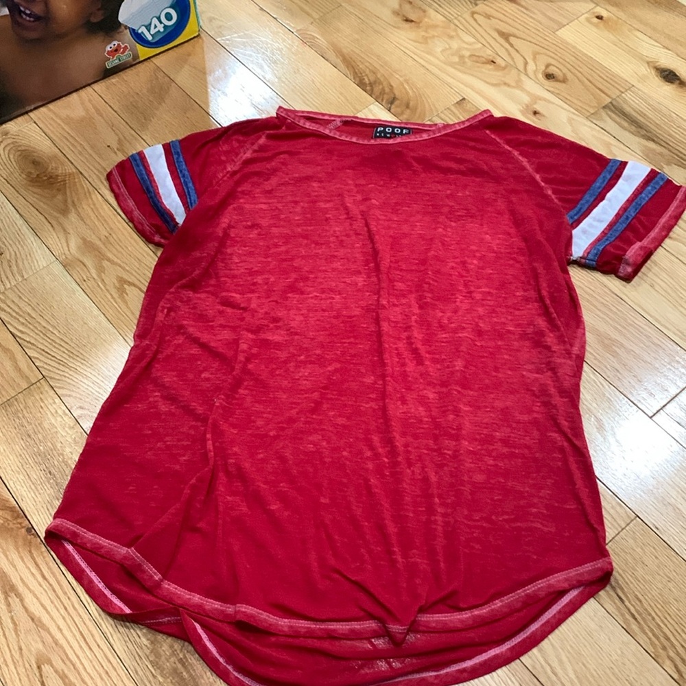 red t shirt a but see through size L
